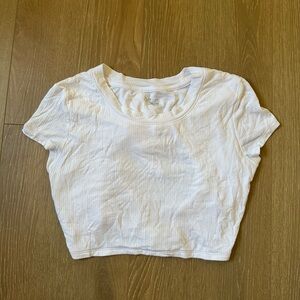 Aerie White Ribbed Crop Top